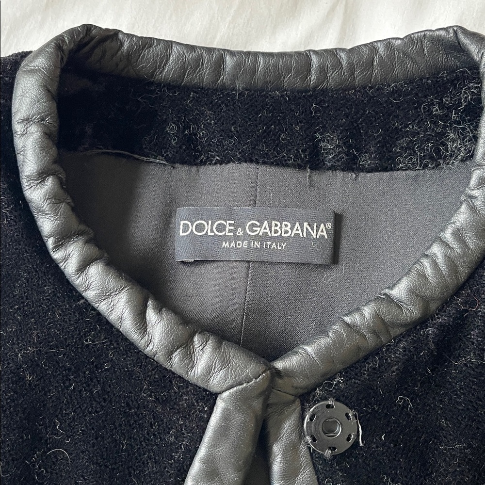 Authentic Dolce & Gabbana Black Jacket with Leather Trim. Made in Italy. - Picture 6 of 7